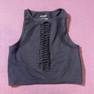 Garage laser cut out crop top in black - size small